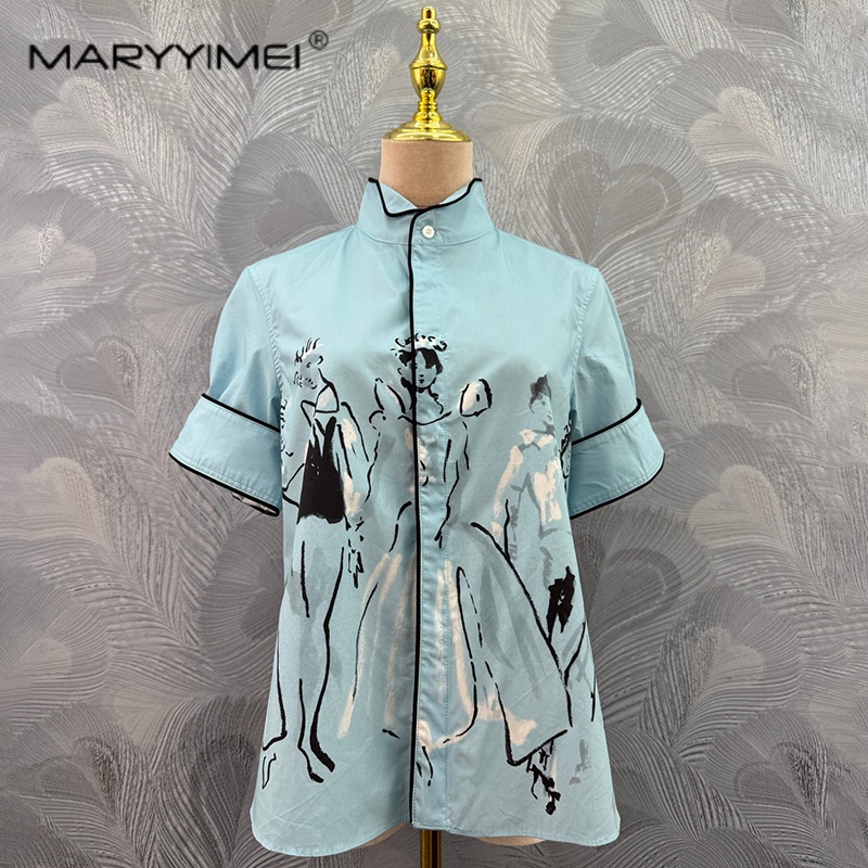 Summer Edit Clothing - MARYYIMEI Camicia a maniche corte con