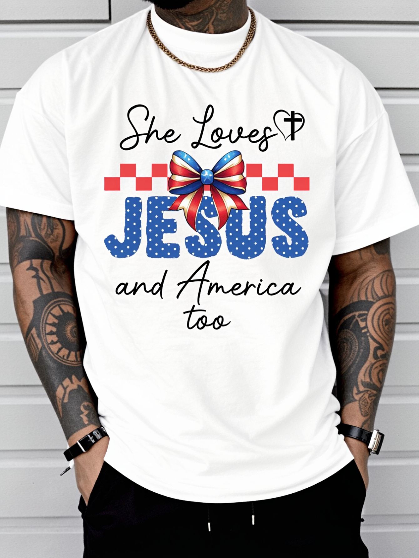 Summer Clothing Not Shein - T-shirt con stampa 'She Loves Jesus