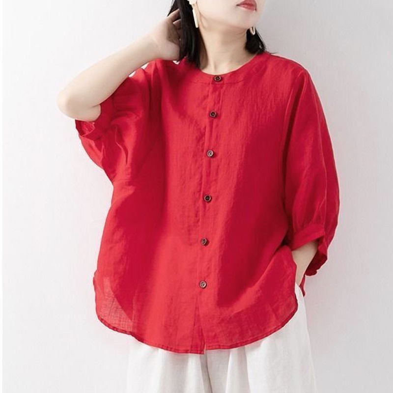 Summer Clothing Linen - Camicia in cotone e lino da