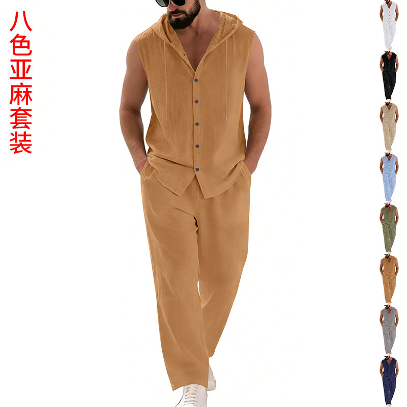 Summer Clothing Sets Men - Completo casual da uomo in lino