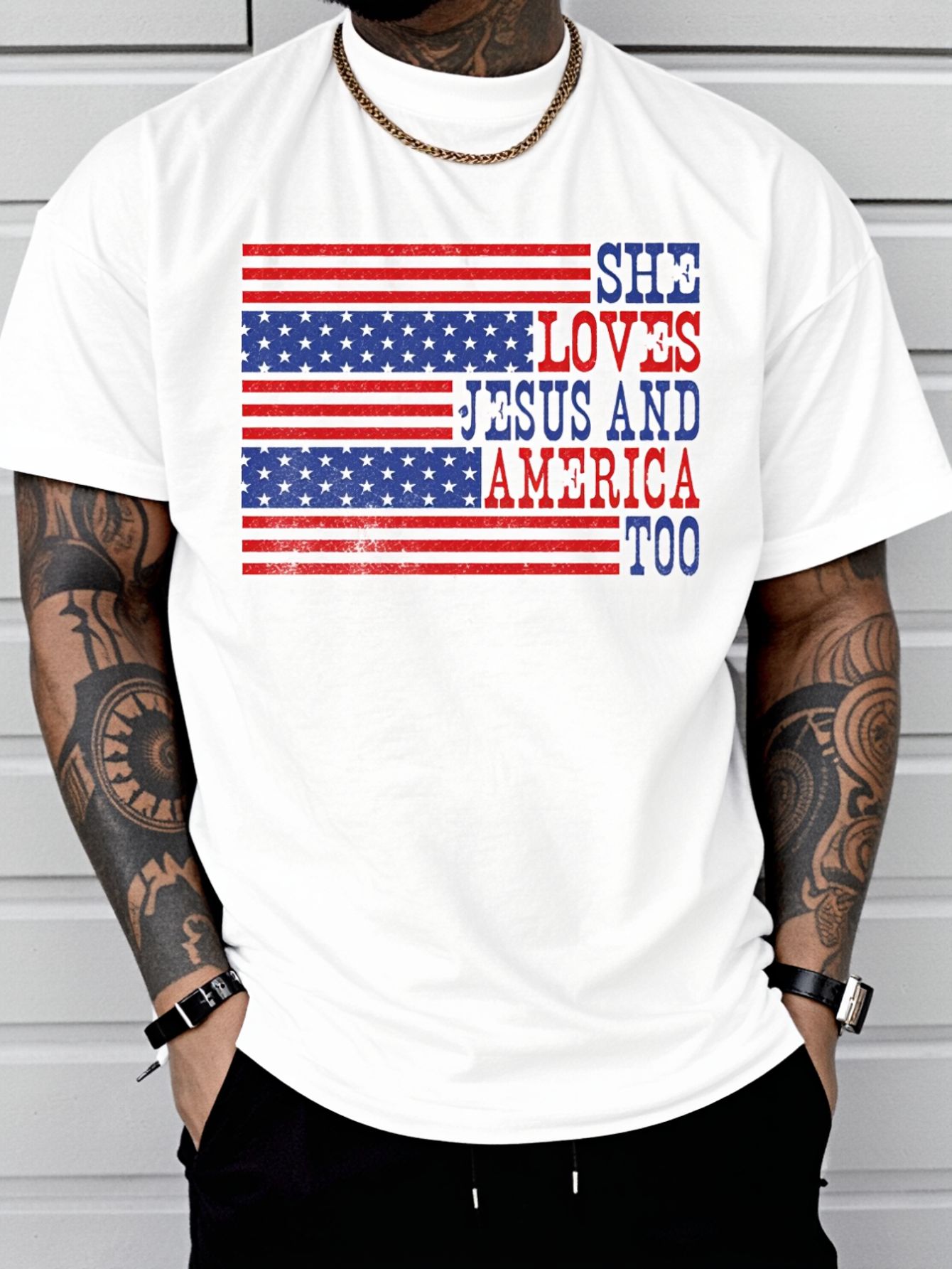 Summer Clothing Not Shein - T-shirt con stampa 'She Loves Jesus