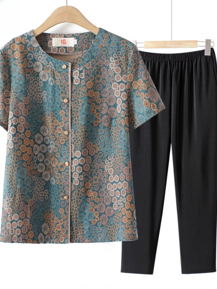 Summer Clothing For Women Over 60 - Completo Estivo a Due Pezzi Stile