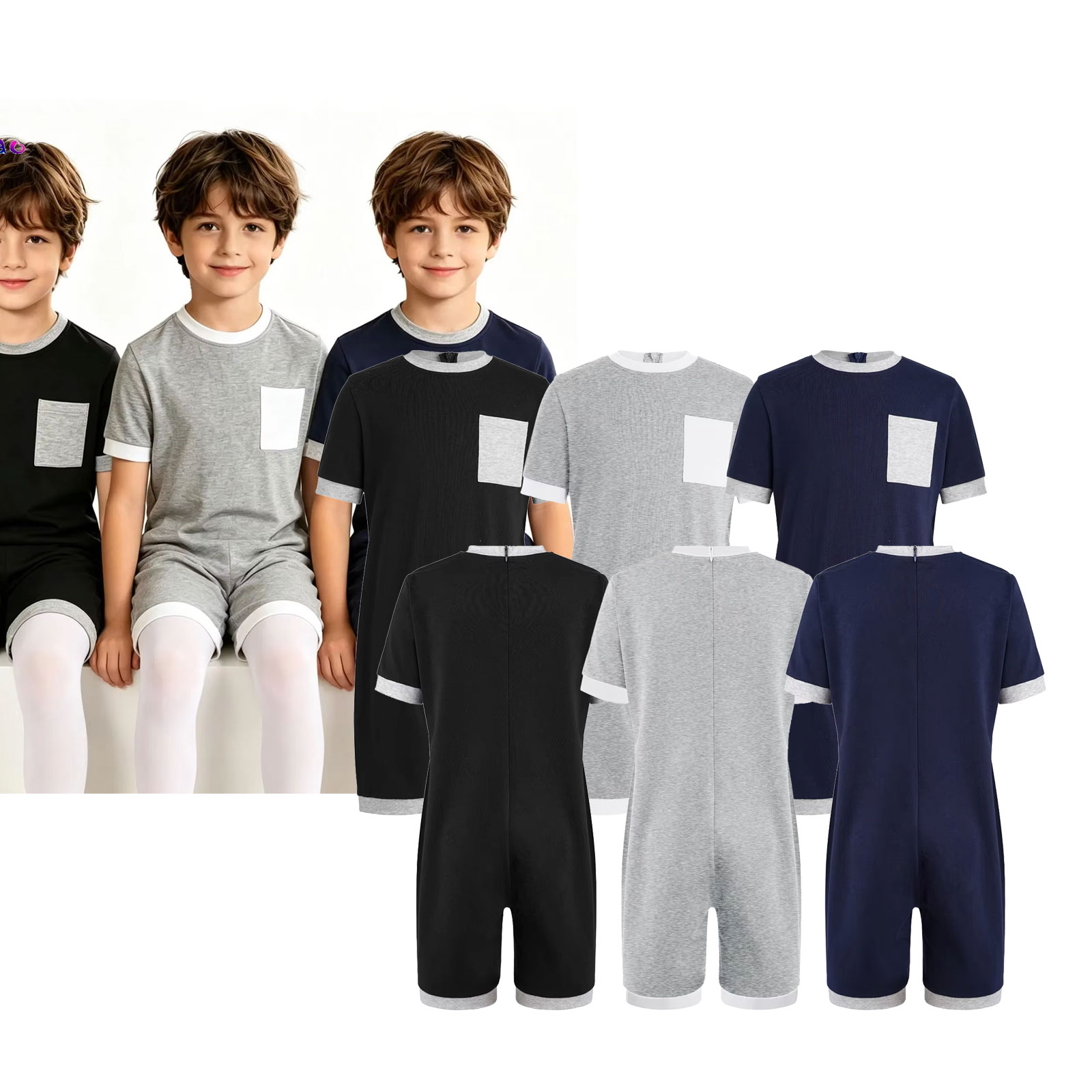 Summer Clothing Boys - Set 3 Pezzi Abbigliamento Adattivo Unisex