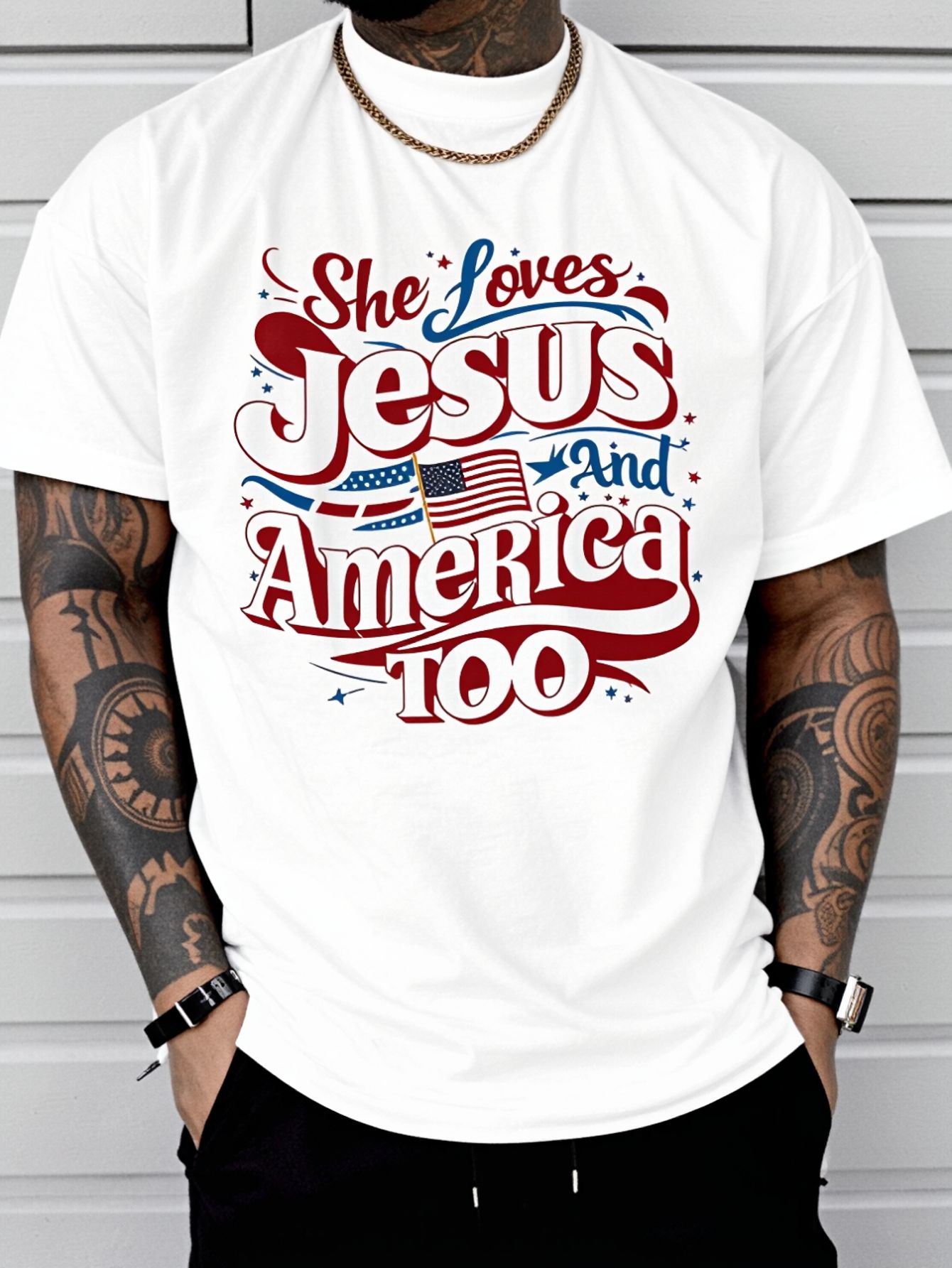 Summer Clothing Not Shein - T-shirt con stampa 'She Loves Jesus